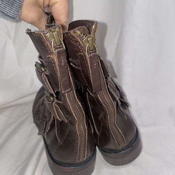 Vintage chunky biker goth Y2K Nine West Leather 7.5 m Buckle 90s moto baddie - Picture 4 of 11